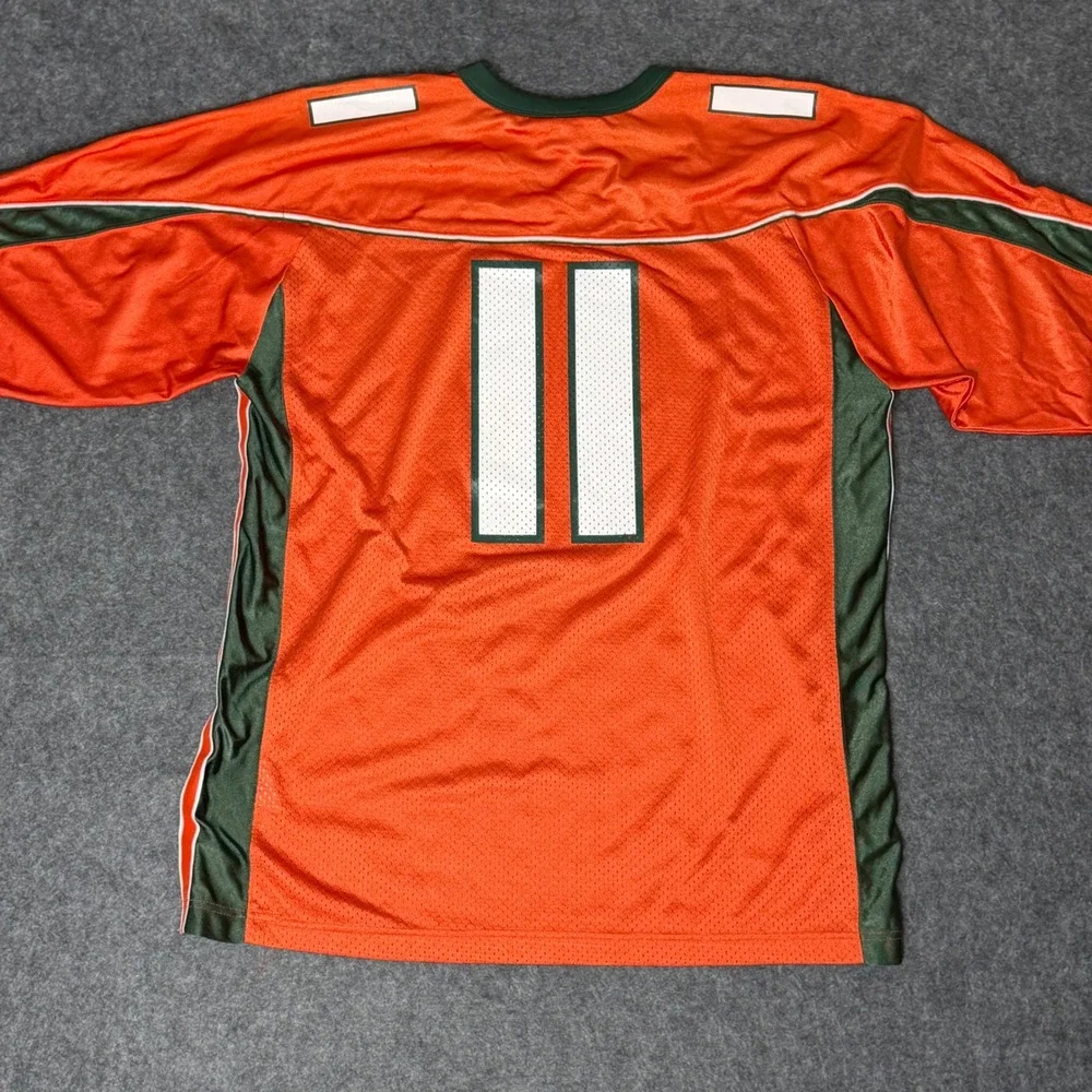 Nike University of Miami Hurricanes Football Jersey Orange Green #11 Mens XL